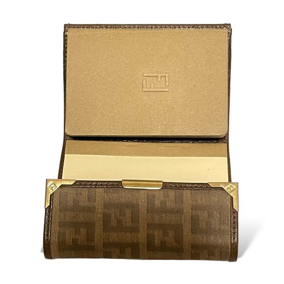 FENDI Vintage Zucchino FF Logo Monogram Coated Canvas Tri-Fold Address/Notebook - Picture 1 of 10